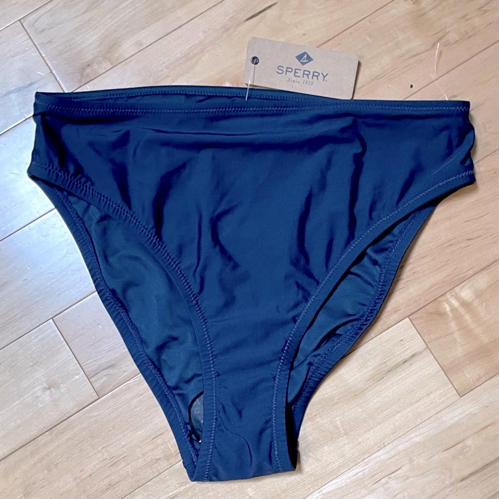 NWT Sperry High Waist Navy Blue Swim Bottoms ONLY - Medium.